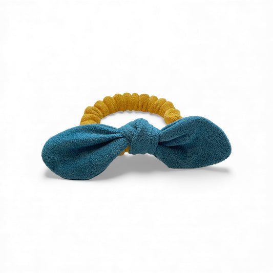 Teal Bow & Mustard Hair Tie