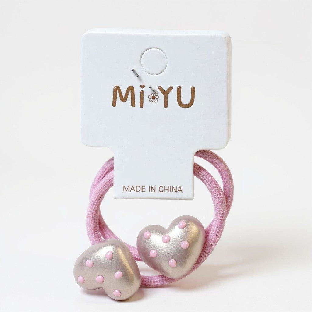 Metallic Heart Hair Tie Set