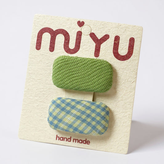 Green & Plaid Clip Set