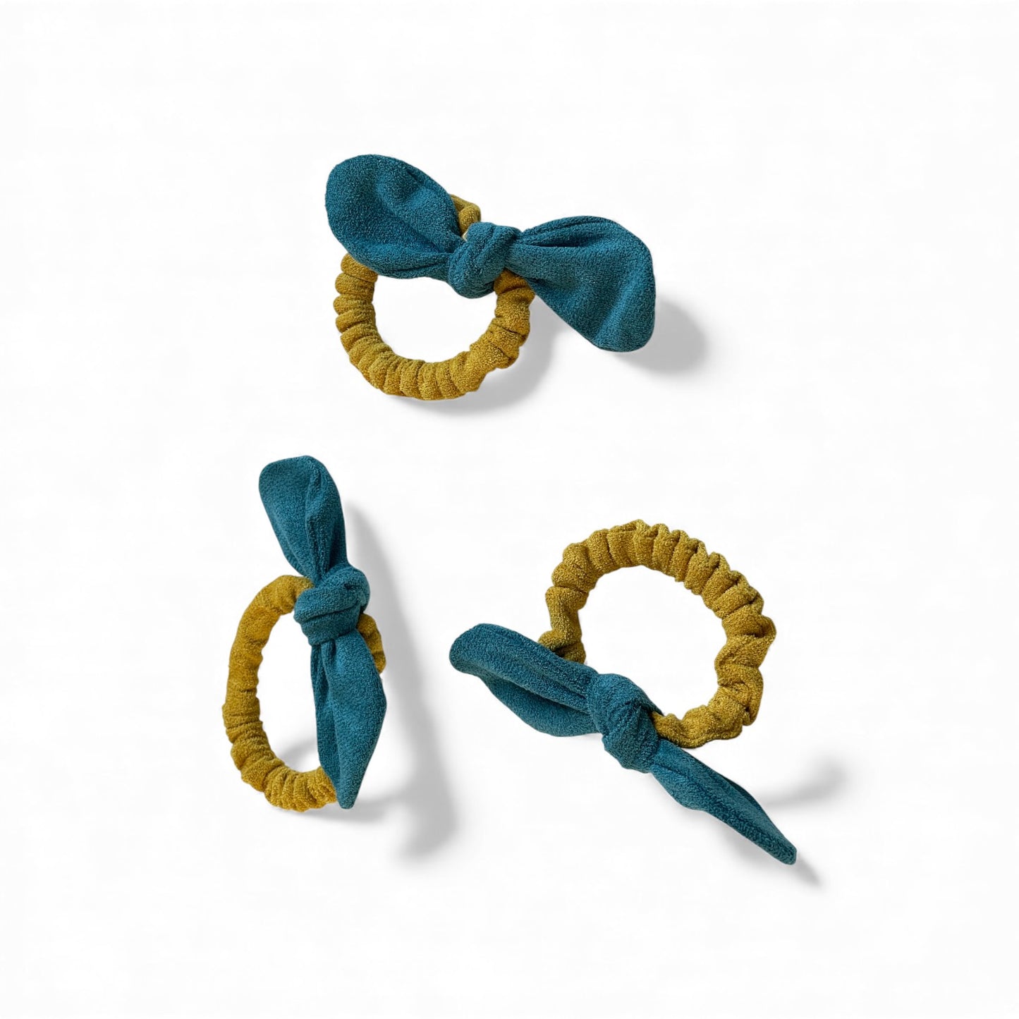 Teal Bow & Mustard Hair Tie